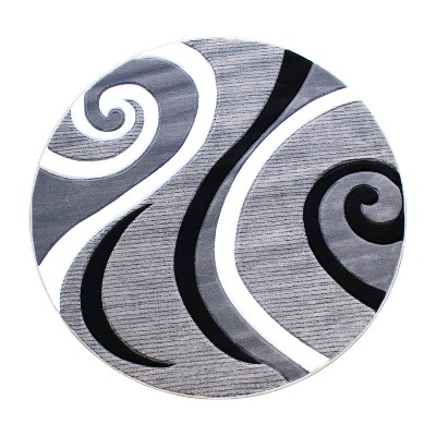 Emma and Oliver Accent Rug with Modern 3D Sculpted Swirl Pattern and Varied Texture Piling