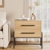 Modern Nightstand with Drawers – Light Wood Side Table with Metal Legs for Bedroom & Living Room - 2 of 4