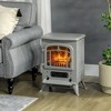 HOMCOM Electric Fireplace Heater, Fireplace Stove with Realistic LED Flames and Logs, and Overheating Protection, 750W/1500W, Gray - 2 of 4