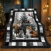 Lomsoe Flannel Throw Blanket with Winter Forest Scene, Deer & Red Cardinals, Natureinspired Decor, Nature Enthusiasts. - 4 of 4