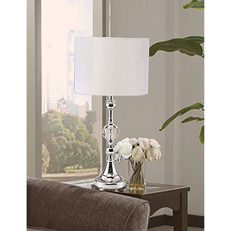 29.5&#34; Traditional Metal Table Lamp with Crystal Accent (Includes CFL Light Bulb) Silver - Ore International, 5 of 6