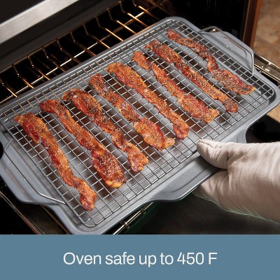 Gray Nonstick Aluminized Steel Half Sheet Pan with Handles