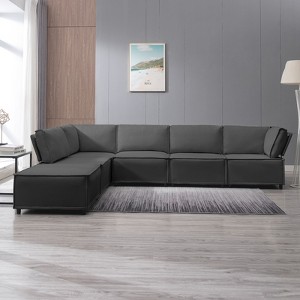 Mjkone Modular U/L-Shaped Sectional Sofa Couch with Ottoman, Convertible Oversized Modern Reversible Sleeper Sofa - 1 of 4