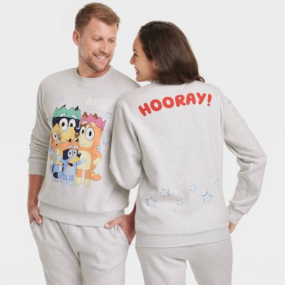 Image of Adult Bluey Family Graphic Sweatshirt - Heather Gray XL