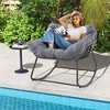 Costway 1/2 PCS Outdoor Rocking Chair Oversized Patio PE Wicker Egg Chair Rattan Lounge Chair Gray - 4 of 4