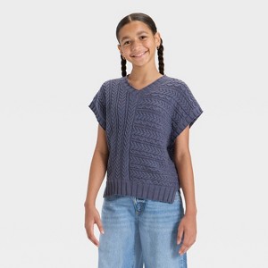 Girls' Cable Knit Pullover Sweater Vest - art class™ - 1 of 3