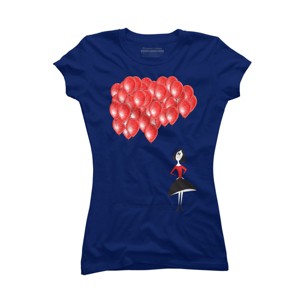 Junior's Design By Humans 99 red balloons By AhaC T-Shirt - 1 of 3