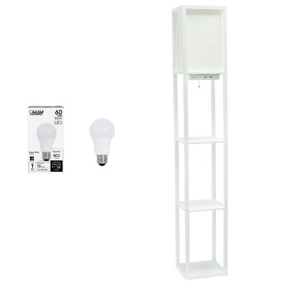 Classix White 62.5" 3-Tier Shelf Floor Lamp with LED Bulb