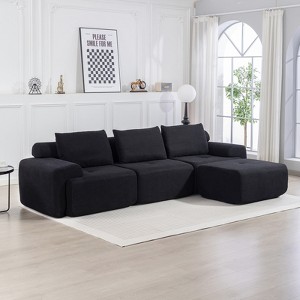 GDFStudio Odin 120'' Modern L-Shaped 3-Seater Corduroy Upholstered Sectional Sofa with Steel Frame - 1 of 4