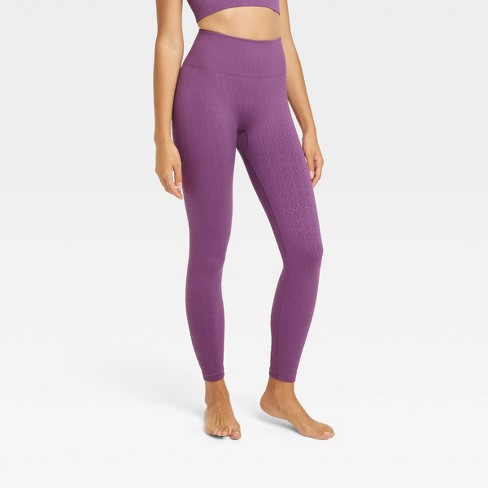 Women's High-Rise Textured Seamless 7/8 Leggings - JoyLab™ Berry Purple XXS