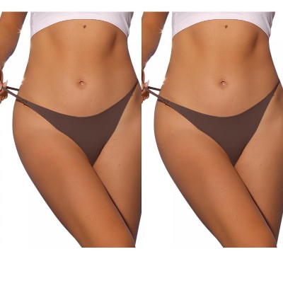 Allegra K Women's Breathable Comfortable Soft Elasticity Low Waist Thongs 2 Packs