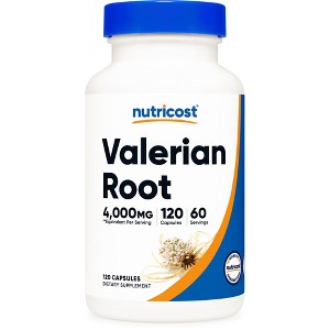 Nutricost Valerian Root 1000mg per Serving (4:1 Extract, 4000mg Equivalent) 120 Vegetarian Capsules – Non-GMO & Gluten-Free - 1 of 4