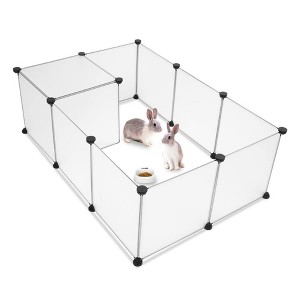 12pcs Portable Pet Playpen Mutifunction Translucent DIY Expandable Easy to Assemble Yard Fence Black - 1 of 3
