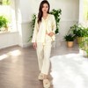 Anna-Kaci Lounge Women's Lightweight Gauze Pajama Set with Lace Trim and Button-Up Design - 2 of 4