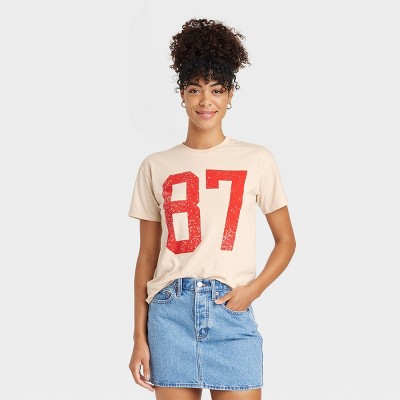 Women's Number 87 Short Sleeve Graphic T-Shirt - Beige XS