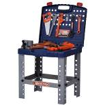 Qaba 68 Pcs Kids Tool Bench, Foldable Pretend Workbench Toy Tool Set, Power Tools Workshop with Electric Drill for Toddler 3 to 6 Years Old