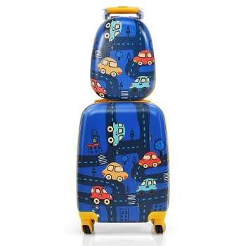 Costway 2PC Kids Carry On Luggage Set 12'' Backpack & 18'' Rolling Suitcase for Travel