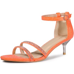 Allegra K Women's Stiletto Kitten Heels Glitter Heel Sandals - 1 of 4