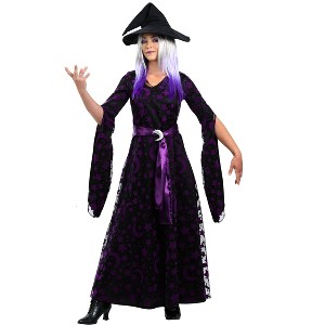 HalloweenCostumes.com Women's Purple Moon Witch Costume - 1 of 2