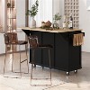 LunaLulinlk Kitchen Cart with Rubber wood Drop-Leaf Countertop - 3 of 4