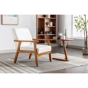 Sapphtopaz 1pc Accent Chair Leisure Chair Solid Wood Armrest Feet Lounge Chair Living Room Chair Comfy Chair for Living Room Bedroom Studio - 1 of 4