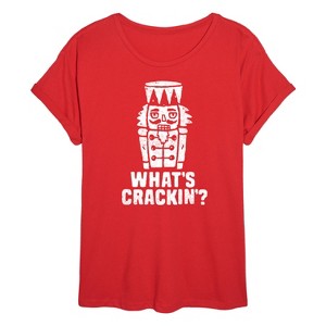 Women's - Instant Message - Whats Crackin Oversized Graphic T-Shirt - 1 of 4