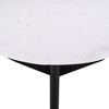 31" Marble Top Coffee Table with Solid Wood Pedestal Base, Modern Sofa Table for Living Room - 3 of 4