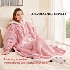 FAAYFIAN Long Faux Shearlin Wearable Blanket Hoodie for Women with Belt, Oversized Hoodie Blanket with Hood & Pocket, Cozy Winter Loungewear - 3 of 4