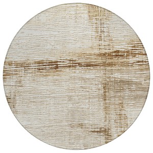 Ivory And Beige Striped Washable Indoor Outdoor Area Rug - 1 of 4