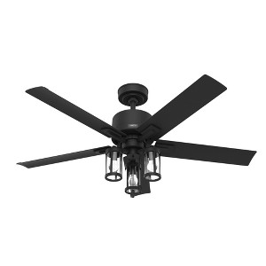 Hunter 52" Lawndale Matte Black Lighted Ceiling Fan with Integrated LED and Pull Chain Control, Wet Rated for Indoor/Outdoor Use - 1 of 1