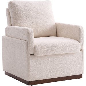 YOUNIKE 27.6” W Armchair Velvet Upholstered Single Sofa Makeup Vanity Chair Modern Living Room Accent Chair with Solid Wood Base - 1 of 4