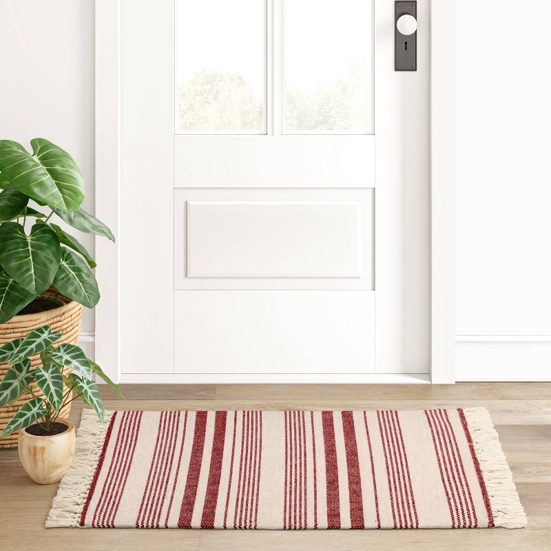 2&#39;x3&#39; Pet Tapestry with Fringes Woven Indoor/Outdoor Rug Red/Ivory - Threshold&#8482;, 3 of 11
