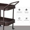 NAYSAYE Bar Serving Cart Outdoor Rattan Wicker Two Tier Storage with Wheels for Patio , Brown, 32.25"*17.75"*32.25" - 3 of 4