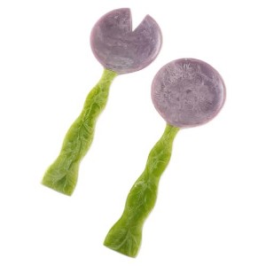 Folkulture Resin Salad Server Set of 2, 12 X 4.5 Inch - Lavender & Sage - 1 of 4