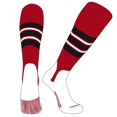PEAR SOX OTC Baseball Softball Stirrup Socks (E, 5in) Red, Black, White