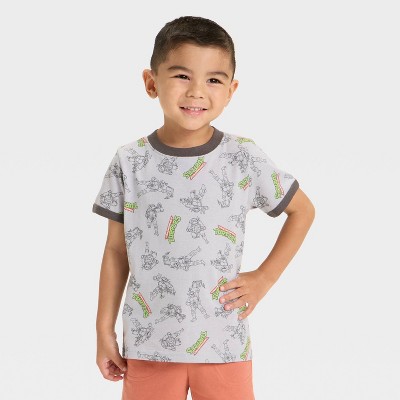 Toddler Boys' TMNT Ringer Printed T-Shirt - Gray