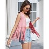 Clearlove Women's Tassel Sleeveless Vest 70s Hippie Faux Suede Fringe Jacket Cardigan - 4 of 4