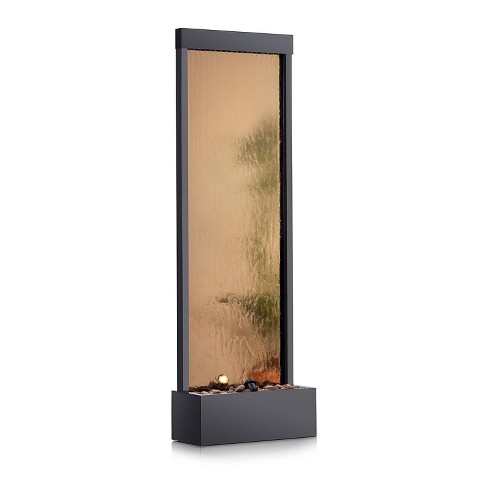 Alpine Corporation 72" Metal Mirror Waterfall Fountain with Stones and Lights Bronze - image 1 of 4