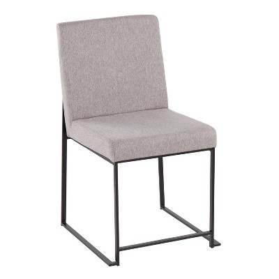 Fuji High Back Upholstered Dining Chair in Light Grey and Black Steel