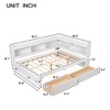 CAVINAS Full Size Bed Modern Pine Bed Frame with 2 Storage Drawers and L-Shaped Bookcases for Bedroom - 3 of 4