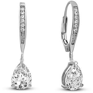 Guili Sterling Silver Rhodium Plated Teardrop CZ Earrings in Various Colors, A Sparkling, Elegant Collection for Timeless and Stylish Looks - 1 of 4