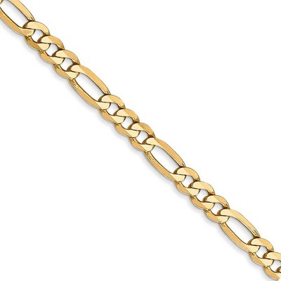 Black Bow Jewelry 4mm 14k Yellow Gold Solid Flat Figaro Chain Necklace