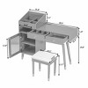 Modern Makeup Vanity Desk Vanity Table Dressing Table with Stool, Drawers, Cabinet & Charging Ports, Black/Walnut-ModernLuxe - 4 of 4