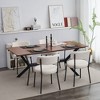 Set of 4 Mid-Century Modern Dining Chairs, Teddy Fabric Upholstered,  Curved Back , Metal Frame - 2 of 4