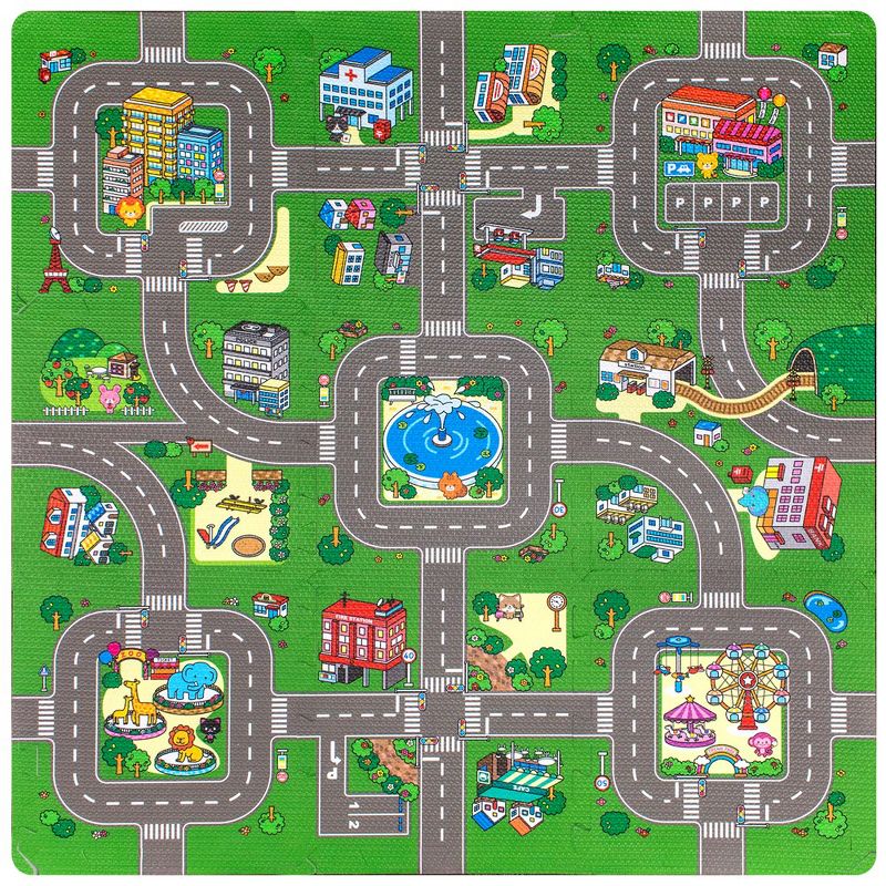 Sorbus Traffic Play mat Puzzle Foam Interlocking Tiles – Kids Road Traffic Play Rug - Children Educational Playmat Rug (9 Tiles with Borders), 3 of 6