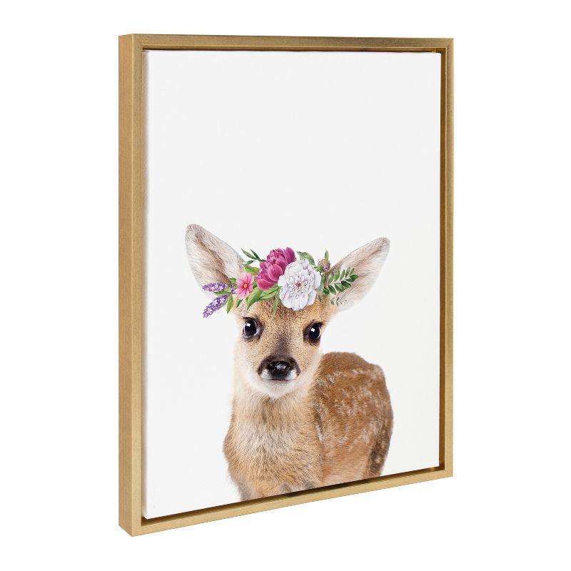 Kate & Laurel All Things Decor 18"x24" Sylvie Flower Crown Fawn Framed Wall Art by Amy Peterson Art Studio , 1 of 7