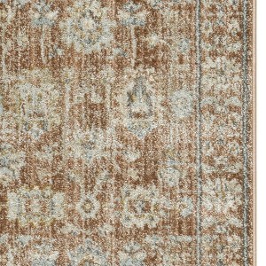 Orange and Ivory Oriental Power Loom Distressed Area Rug With Fringe - 1 of 4