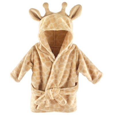 Hudson Baby Infant Plush Animal Face Bathrobe, Giraffe, 0-9 Months