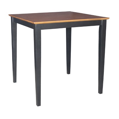 36" Square Solid Wood Top Counter Height Table with Shaker Legs Black/Red - International Concepts