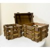 Essential Decor & Beyond 3-Piece Set Natural Wooden Square Crate Storage with Metal Studs - 2 of 4